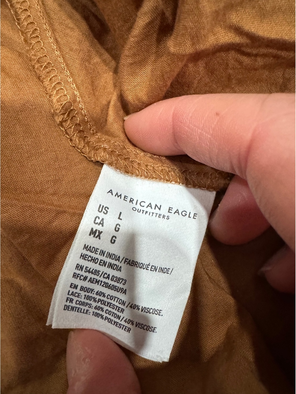 American Eagle Brown Cottagecore Lace Mini Dress Tiered Boho Large - Picture 6 of 9